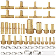 Brass Hose Barb Fittings 1/8" 3/16" 1/4" 5/16" 3/8" 1/2" 3/4'' 1'' Barb x Male BSP Hose Connector Barb Straight Splicer Tee 3 Way Fittings with Hose