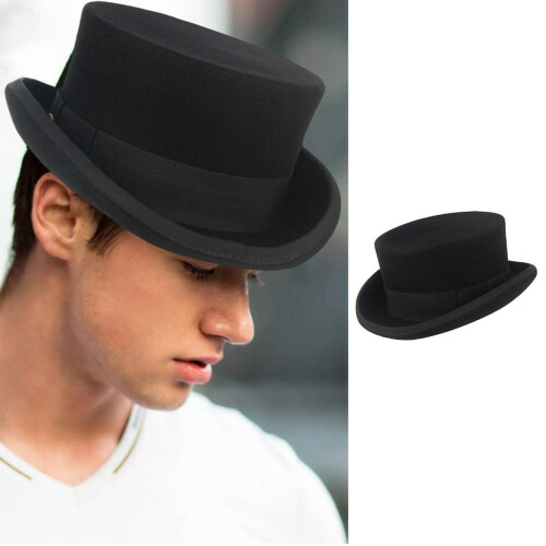 EASTIN Καπέλο με Γείσο και Γείσο, Μάλλινο Καπέλο Fedora με Επίπεδη Κορυφή 2