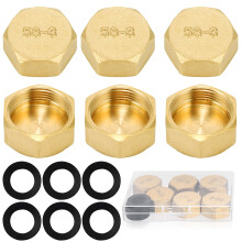6 PcsBrass Blanking Caps 3/4 inch, Radiator Valve Caps, Hex Brass Female Blanking Stop CapsBrass Blanking Nut Cap, 24mm Blanking Cap for Washing Mach