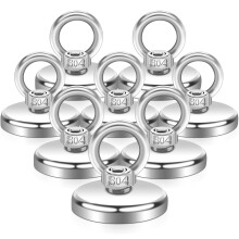 8 Pack Neodymium Magnets 42MM, Extra Strong Fishing Magnet With Hole, 70 kg Pull Force, Large Heavy Duty Magnets for Industrial, Workshop Hanging