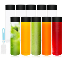 Regaosly 10pcs Clear Plastic Juice Bottles with Lids 13.5oz /400ml Reusable Smoothie Bottles Empty for Milk Juice Storage Bottle for Homemade Beverag