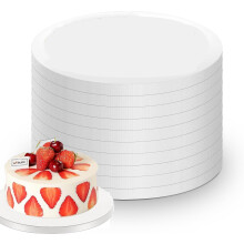 Defresit 8 PCS Cake Boards 10 Inch Round, 12mm Thick White Cake Drum Board, Corrugated Cake Boards Cake Decorating Supplies for Multi-Layer Cakes, Fr