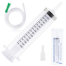 Parastar 150ml Large Syringes,Syringe with 1m Tube Reusable,Plastic Ssyringe with Cap,Large Capacity Syringes Individual Sealed for Laboratory, Indus