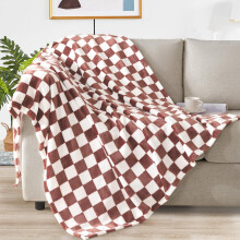 Buffalo Plaid Fleece Throw Blanket, Soft Warm Cozy Plush Checkered Blanket for Couch/Sofa/Bed – 50"x60", Red & Black, Farmhouse Christmas Decor