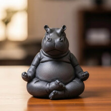 Tollpatschiger Yoga-Meister, Nilpferd-Figur aus Kunstharz, Nilpferd-Yoga-Statue, Skulptur als Schreibtischdekoration für das Homeoffice oder Regal