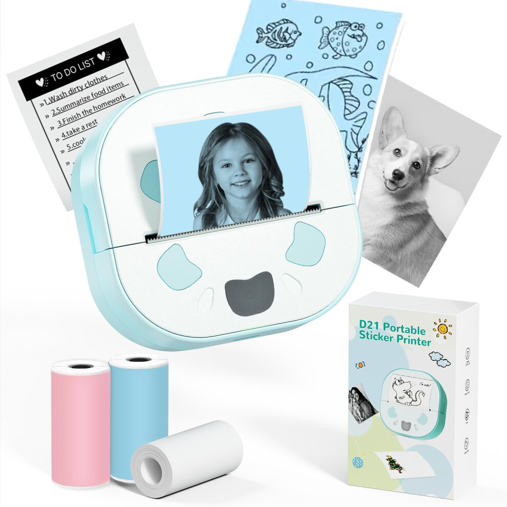 Byeodio Sticker Printer, Mini Photo Printer, Bluetooth Portable Sticker Maker With 3 Rolls Paper, Print Pod Inkless Thermal Printers For Iphone, Impr 70810080