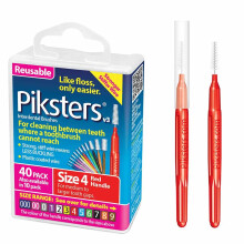 PIKSTERS 0.65 mm Size 4 Red Interdental Brush Pack of 40