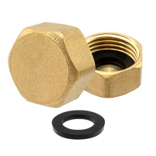 Mebamce 2 PCS 1/2 Inch Female Thread Brass Blanking Caps Hex Brass Blanking Nut Cap with Gasket Plumbing Fittings for Washing Machines Radiator Valve
