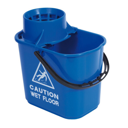 2Work Plastic Mop Bucket with Wringer 15 Litre Blue 102946BU