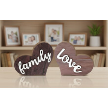 2pcs Heart-Shaped Wooden Decor – Rustic Table Centerpiece for Home, Living Room, Bedroom, Kitchen, Office – Ideal for Housewarming & Wedding