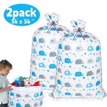 Grote plastic tassen, jumbo plastic cadeautassen voor presentjes, babyshower cadeautassen, extra grote inpaktassen voor feestartikelen (2 stuks,