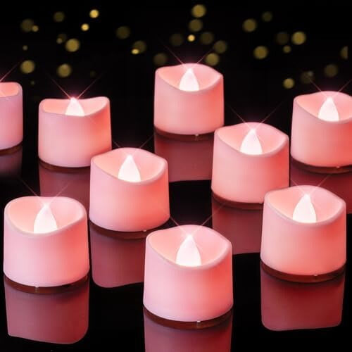 Rosa LED-värmeljus batteridrivna 12-pack