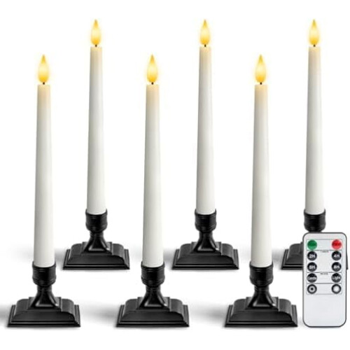 Candele affusolate effetto cera con timer remoto – Confezione da 6