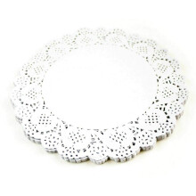 Happium 100 Pcs White Cake Decorating Pads Lace Paper Doilies 9.5'' (24cm) Doilies Disposable Paper Placemats Cake Packaging Pads for Wedding Tablewa