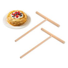SCSpecial Crepe Spreader 2 Pieces 6.1 Inches x 4.7 Inches Natural Wooden T-Shaped Tool for Crepes Wooden Crepe Maker Pancake Maker Tool