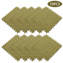 Carpet Shaggy Soft EVA Foam Mats, Fluffy Area Rugs Protective Floor Tiles Exercise Play Mat for Living Room Home Bedroom, 11.8x11.8inch Grass Green