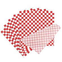 Firtink 100 Sheets Food Grade Wrap Paper Checkered Basket Liners Greaseproof Papers Oil-Proof for Deli/BBQ Sandwich Hamburgers Leftovers Gift Wrappin