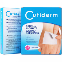 Cutiderm Calcium Alginate Low Adherent Wound Dressing 5cm x 5cm Pack of 10 - Suitable for cuts and lacerations, Post Surgical Wounds, exuding Wound I