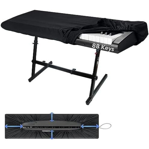 Støvdeksel til pianokeyboard, 88 tangenter, elastisk elastisk