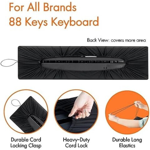 Κάλυμμα σκόνης για πληκτρολόγιο πιάνου 88Keys, ανθεκτικό στη βρωμιά, ελαστικό 1