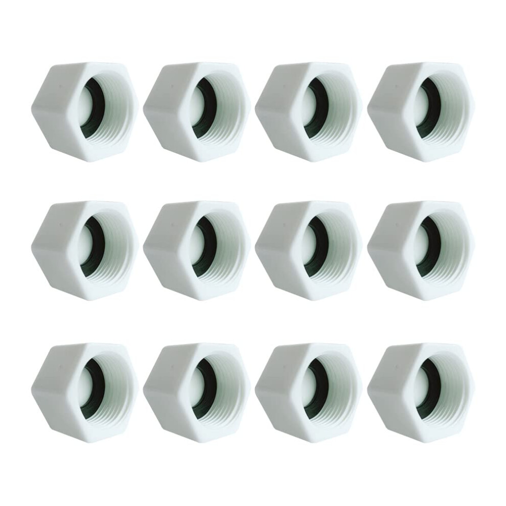 Hliws 12 Pcs G3/4 Bsp Threaded Blanking Caps,Drain Caps Seal,Appliance Trap Blanking Cap With Gasket,For Water Pipe,Washing Machine,Etc(Female Thread 12492589