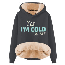 Sweat à capuche chaud pour femme « Oui, j'ai froid » ME247Print, pull d'hiver confortable à manches longues, sweat-shirt amusant