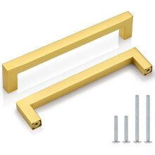 Lot de 5 poignées carrées en laiton brossé de 15,9 cm (6,25 po) pour meubles de cuisine, compatibles avec les placards et les tiroirs
