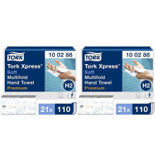 Tork Xpress Soft Multifold Hand Towels Premium Mfold 100288 - H2 Premium Paper Hand Towels with High-Absorbency - Large, 2-Ply, White - 21 x 110 Shee