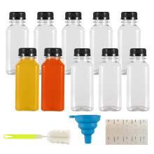 Yzpklhw 10 Pcs 8.45 oz/250ml Plastic Juice Bottles with Tamper Seal Lids, Empty Reusable Plastic Bottles, Milk, Water, Beverages Containers