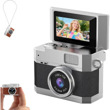 Viral Flip-Screen Vlogging Kit - HD zsebkamera 180-os szelfi objektívvel + 32 GB-os kártyával, Retro Y2K digitális videokamera tinédzsereknek