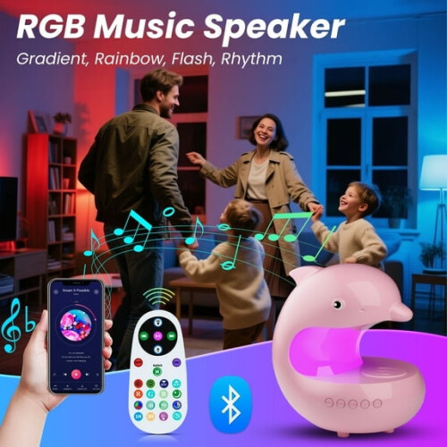 Luce notturna a forma di delfino con altoparlante Bluetooth e wireless 1