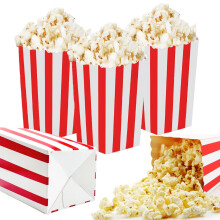 XFentech 15 Pieces Popcorn Boxes - Cardboard Popcorn Bags Classic Red & White Striped Paper Mini Popcorn Box Small Snacks Container for Festivals Par