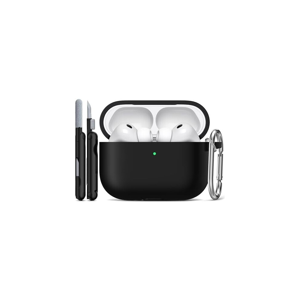 Soft Silicone Case Compatible With Airpods Pro 3 (2025, Usb-C), Includes Cleaning Kit & Keychain Â Black 9418476417146