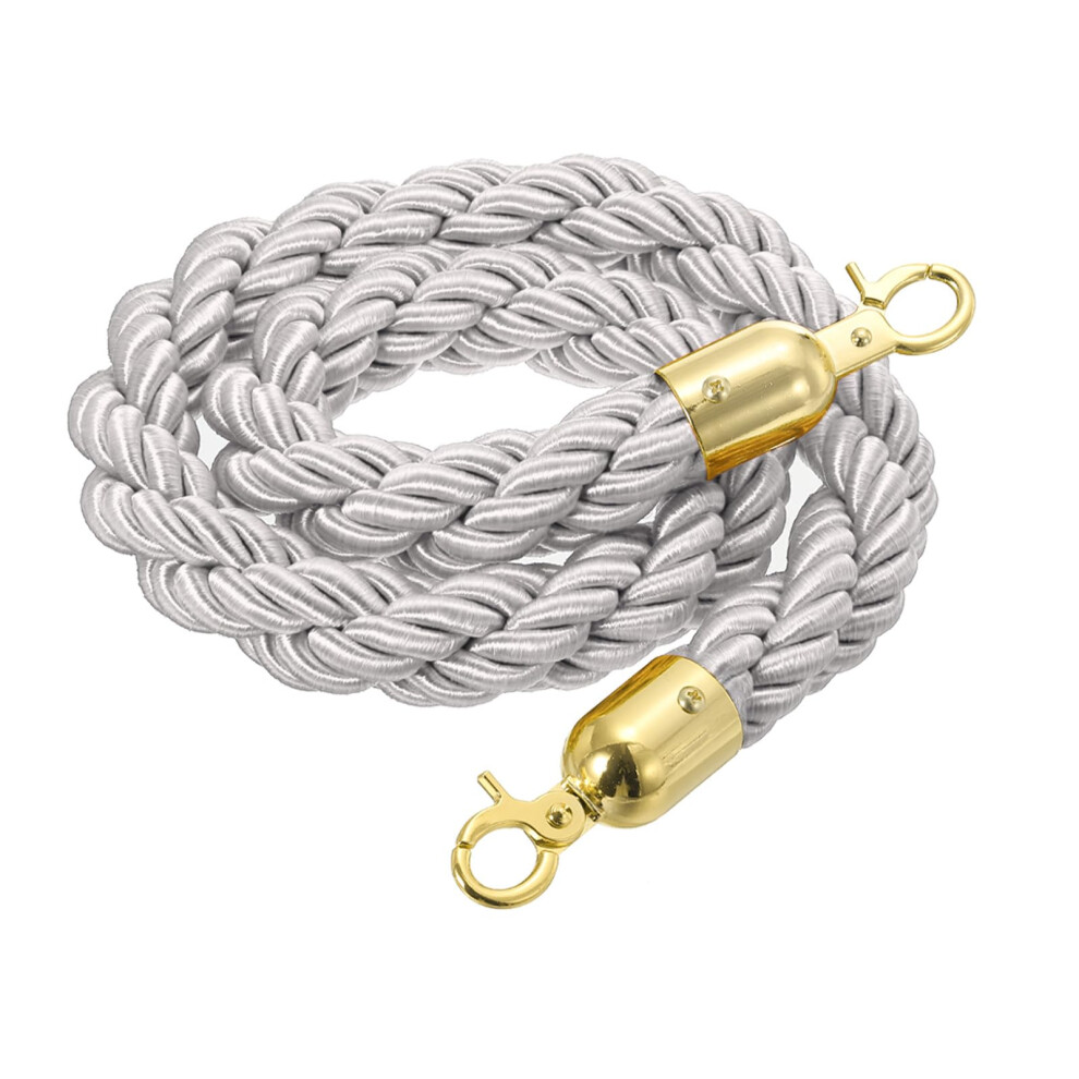 Sourcing Map Twisted Stanchion Rope 3.28 Ft/1 M, Barrier Rope Twisted Post Ropes With Snap Hooks For Posts Stands Queue Divider Crowd Control, White 43987030