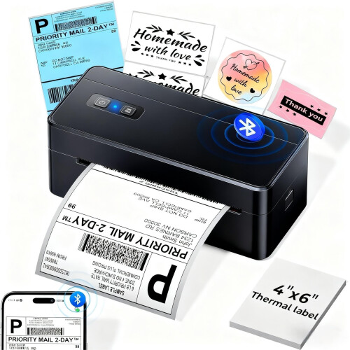 ASprink Bluetooth Postage Label Printer, 4x6 Thermal Shipping Label Printer for Small Business, Compatible with Android, IOS, Windows and Mac, Widely
