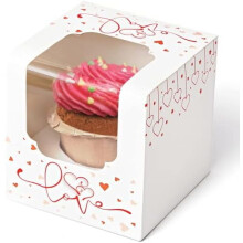 Heart Cupcake Boxes (25 pcs), Individual Cupcake Containers with Insert & Window, Compatible with Valentine's Day, Kids' Party Favors