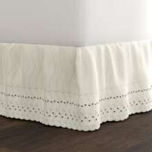 Bedrok met ringen, queensize, ivoorkleurig, 35,5 cm hoog, met ruches