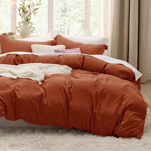 Σετ παπλωματοθήκης Terracotta Cal King προπλυμένη σαν βαμβάκι