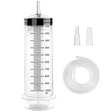 GOLDEROC 1000cc Oil Suction Syringe with 110cm Tube,Large Capacity Plastic Syringe or Liquids, reusable syringe for brake fluid, gear oils, coolant,