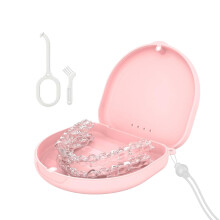 Retainer Case, Slim Aligner Cases for Invisalign, Mouthguard Case with Removal Tools& Aligners Chewies& Brush, Cases with Ventilation Holes and Silic