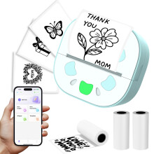 Zhwidnerso Mini Thermal Printer with Rolls Paper, Wireless Bluetooth Portable Thermarote Sticker Printer for Phone, Pocket Printers Compatible Androi