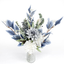 Faux Silk Flowers Bouquet Blue & White - Home Depot Garden Dept Flowers Wedding Bride Bouquets Dining Tables Centerpieces Decor