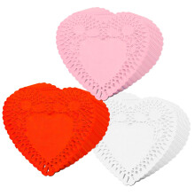 Wlleoaa 100 Pcs Valentine Heart Doilies, Heart Shape Paper Doily, Hearts Shaped Doilies, Doily Lace Paper, Valentine's Day Decoration, for Valentine'