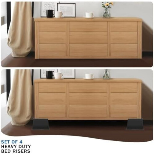 Elevadores de cama reforçados de 5 polegadas, capacidade de 6000 libras, para sofá/mesa/escrivaninha/cadeira, compatíveis com a maioria dos 1