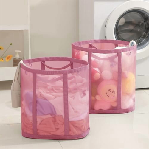 Mesh Foldable Laundry Basket with Handles 2