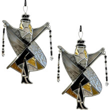 Handmade Stained Glass Spinner, Vibrant Color Artisan Wind Spinner for Home Garden Decoration, Handcrafted Hanging Ornament(2 PCS)