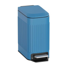 Slim 6L Stainless Steel Trash Can with Soft-Close Lid, Step Pedal & Removable Bucket – Blue, Compatible with Small Spaces