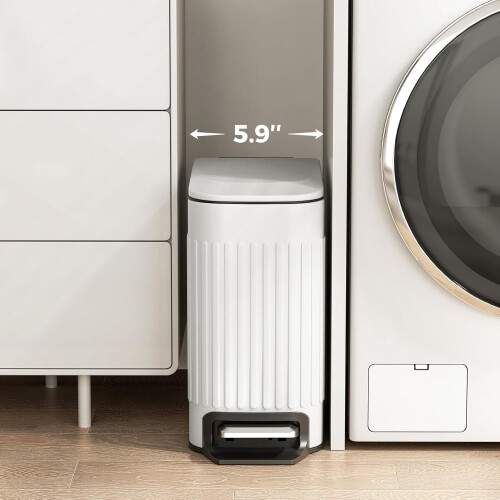 Κάδος απορριμμάτων Slim6L από ανοξείδωτο ατσάλι με καπάκι Soft-Close, πεντάλ και 2