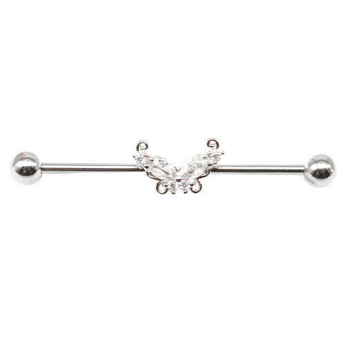 DESIGNICE Βιομηχανικά Κοσμήματα Piercing, Σκουλαρίκι με Μπάρα και Σχέδιο Πεταλούδας,
