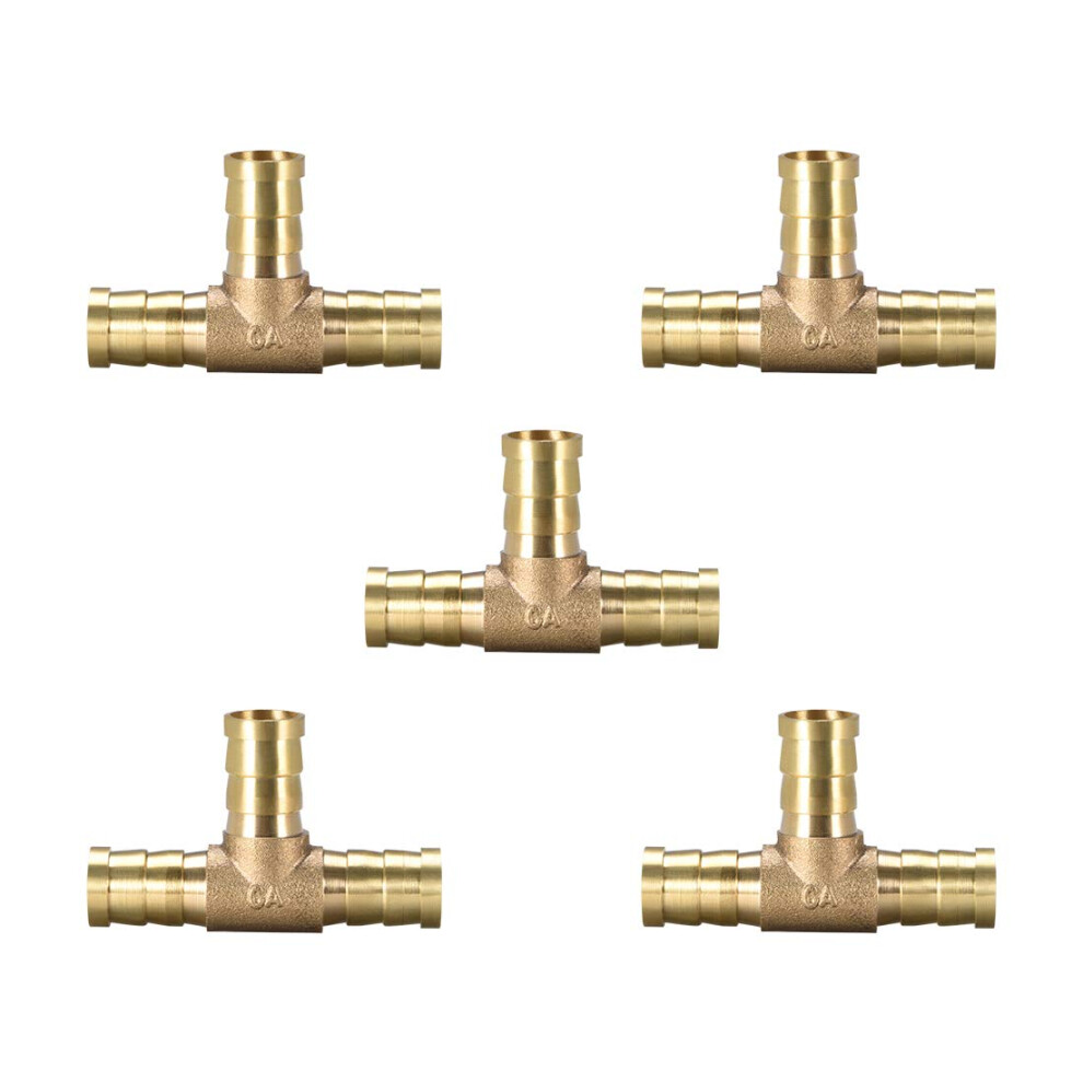 Sourcing Map 12Mm Or 1/2" Id Brass Barb Splicer Fitting,T-Shaped 3 Ways,Barb Hose Fitting Air Gas Water Fuel,Barbed Tee Connector,2Pcs 73216322